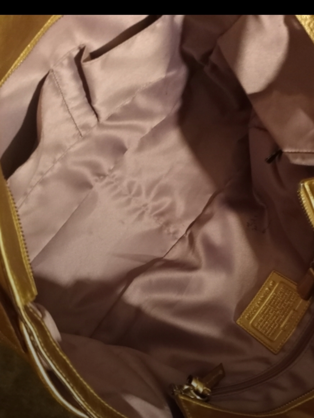 COACH Gold Leather Embossed Tote - Picture 2 of 8